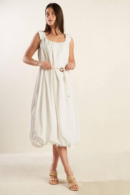 RIVERSIDE SIPS WOVEN MIDI DRESS Flying Tomato
