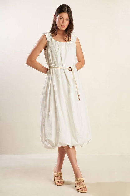 RIVERSIDE SIPS WOVEN MIDI DRESS Flying Tomato