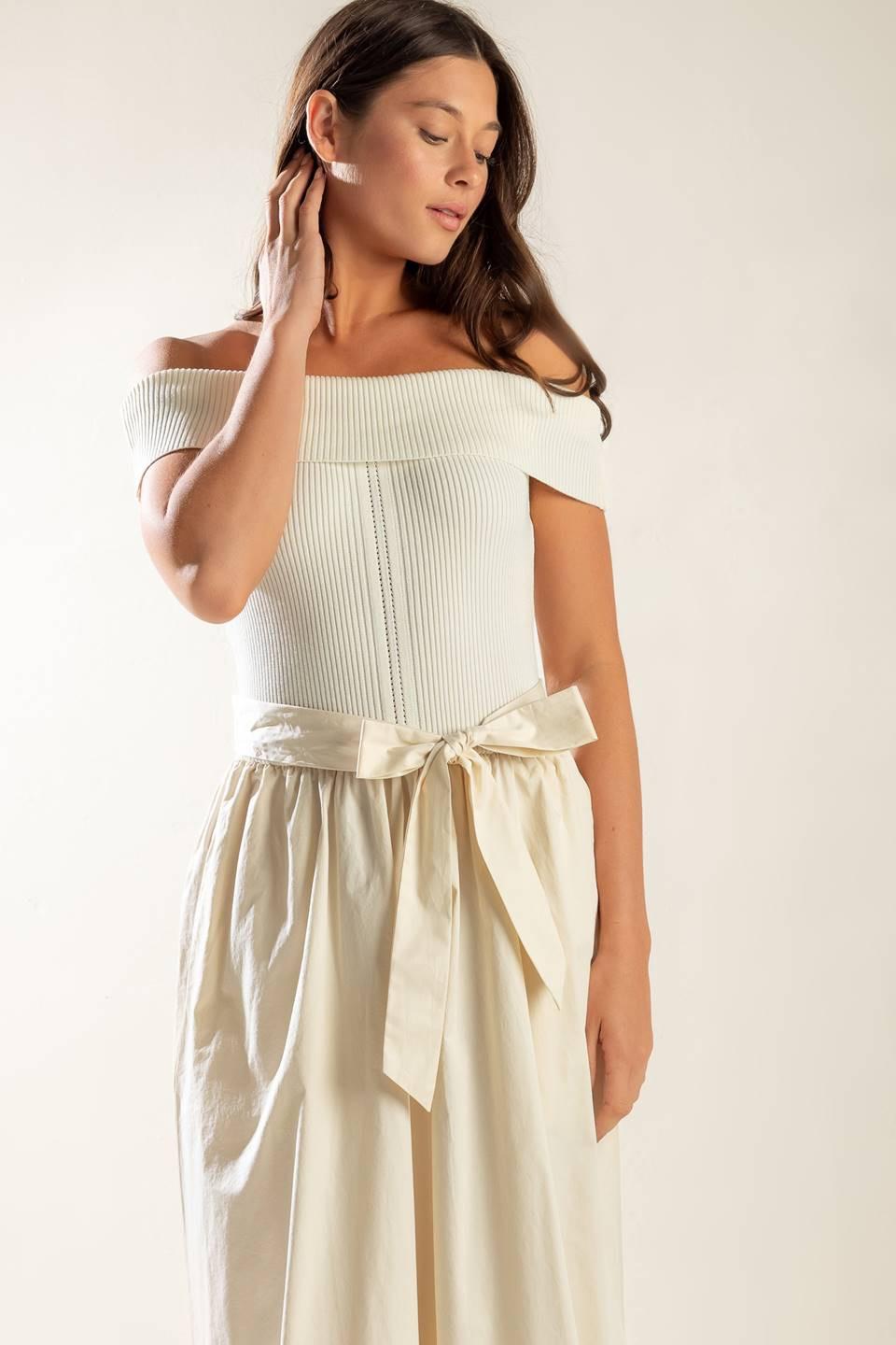 SOCIAL SEASON  OFF SHOULDER MIDI DRESS Flying Tomato