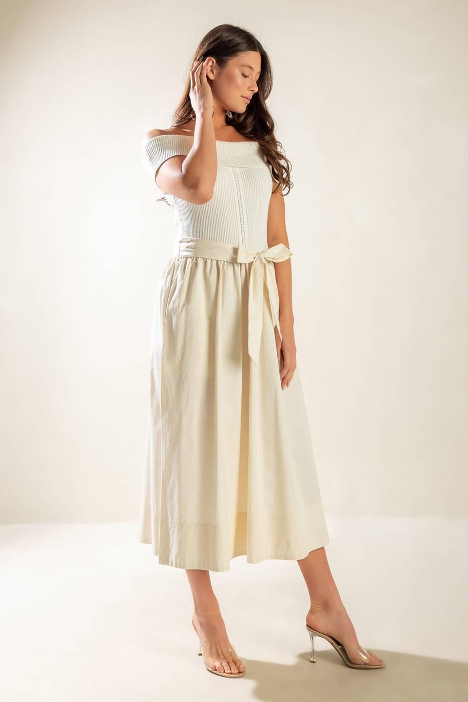 SOCIAL SEASON  OFF SHOULDER MIDI DRESS Flying Tomato