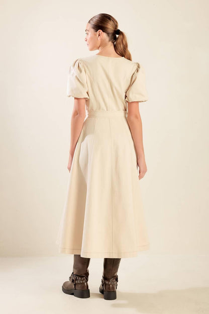 CAPTURED BY THE NIGHT TWILL MIDI DRESS Flying Tomato