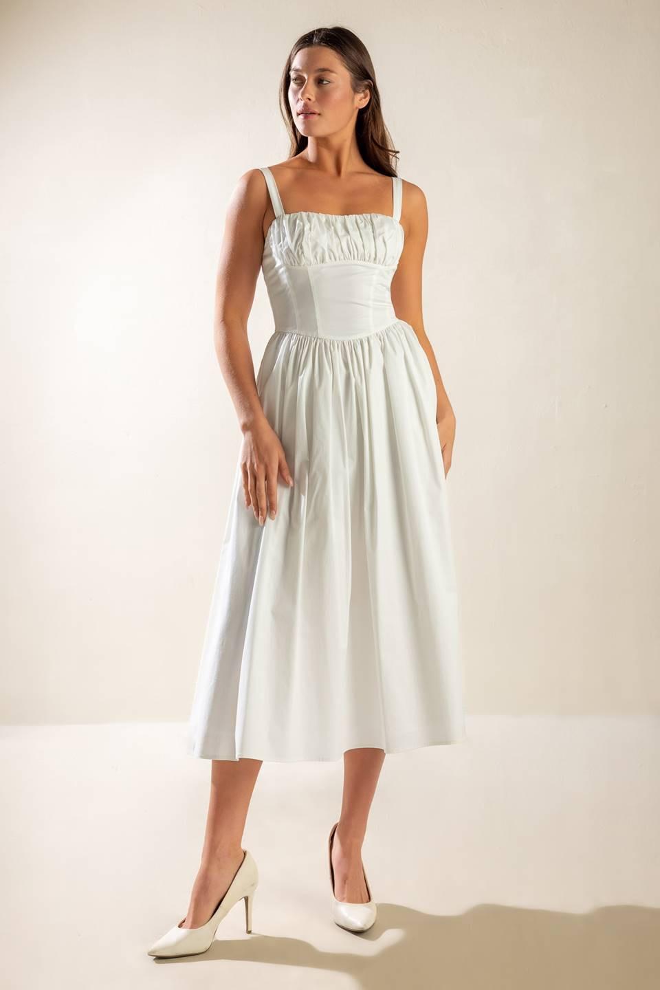 EASILY LOVED WOVEN MIDI DRESS Flying Tomato