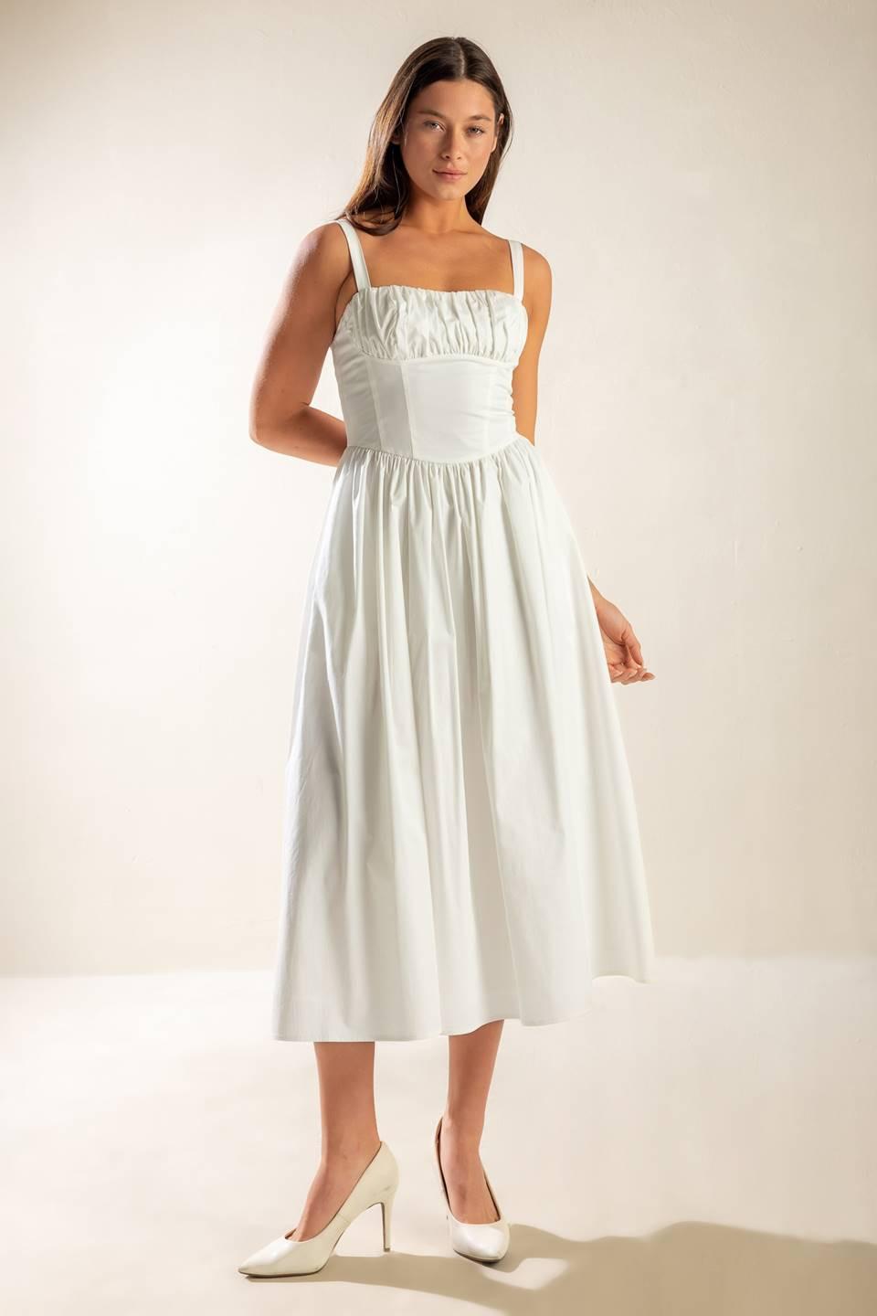 EASILY LOVED WOVEN MIDI DRESS Flying Tomato