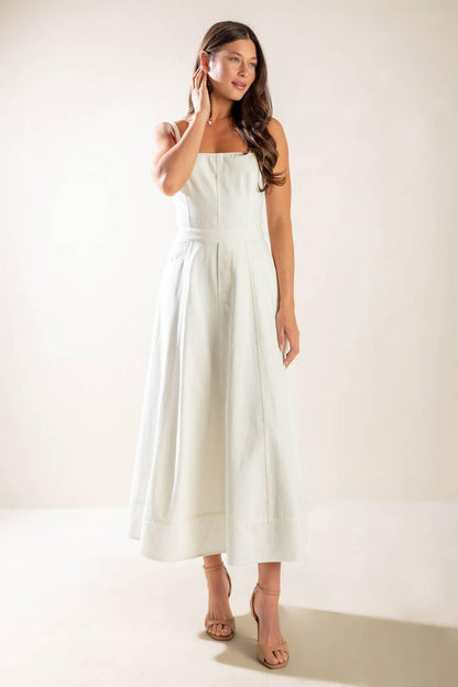 LET'S GO FOR A WALK WOVEN MIDI DRESS Flying Tomato