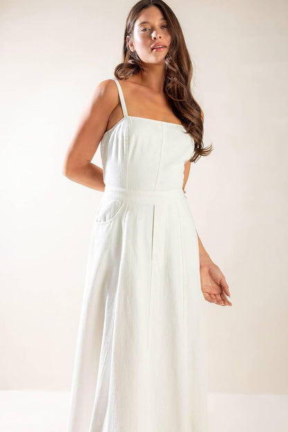 LET'S GO FOR A WALK WOVEN MIDI DRESS Flying Tomato