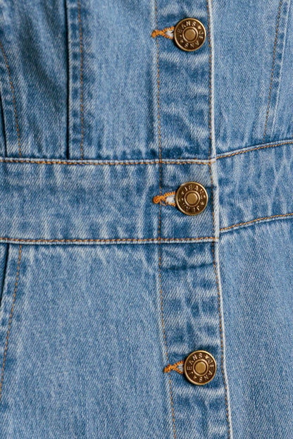THE JOURNEY BEGINS BLUE DENIM MIDI DRESS Flying Tomato