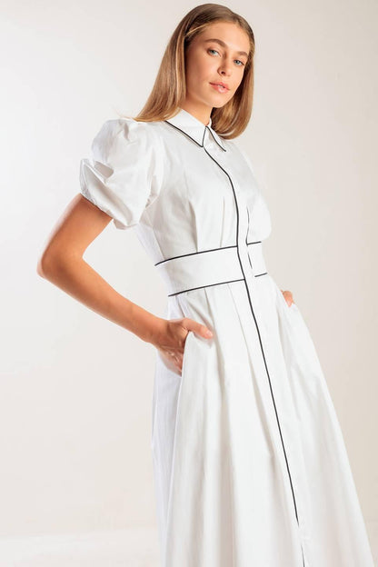 IN THE BREEZE WHITE WOVEN MIDI DRESS Flying Tomato