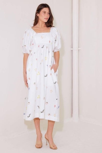 THE WORLD IS YOURS WOVEN MIDI DRESS Flying Tomato