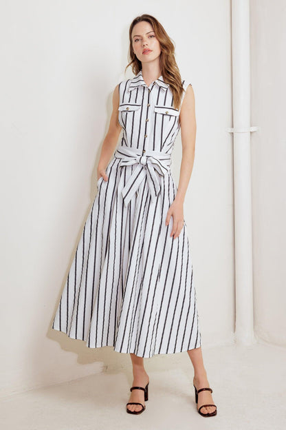 HUGS & VANILLA CLOUDS WOVEN MIDI DRESS Flying Tomato