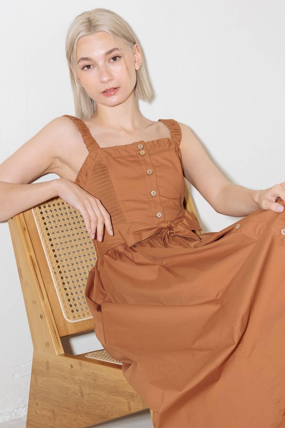 SOAK IN THE SUNSET WOVEN MIDI DRESS Flying Tomato