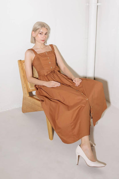 SOAK IN THE SUNSET WOVEN MIDI DRESS Flying Tomato