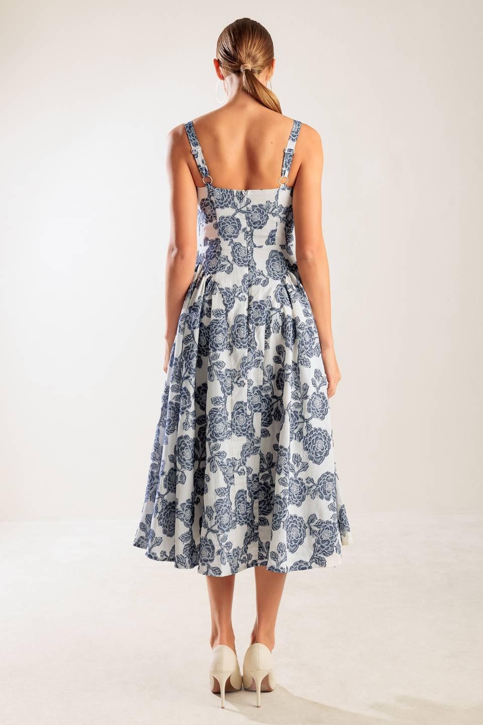 EXPLORING NEW INTERESTS WOVEN MIDI DRESS Flying Tomato