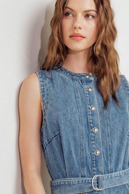 MIDNIGHT RODEO DENIM MIDI DRESS Flying Tomato
