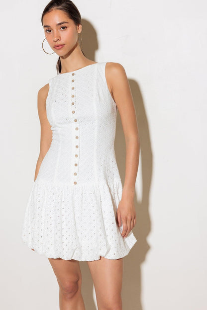 AT FIRST GLANCE WOVEN MINI DRESS Flying Tomato