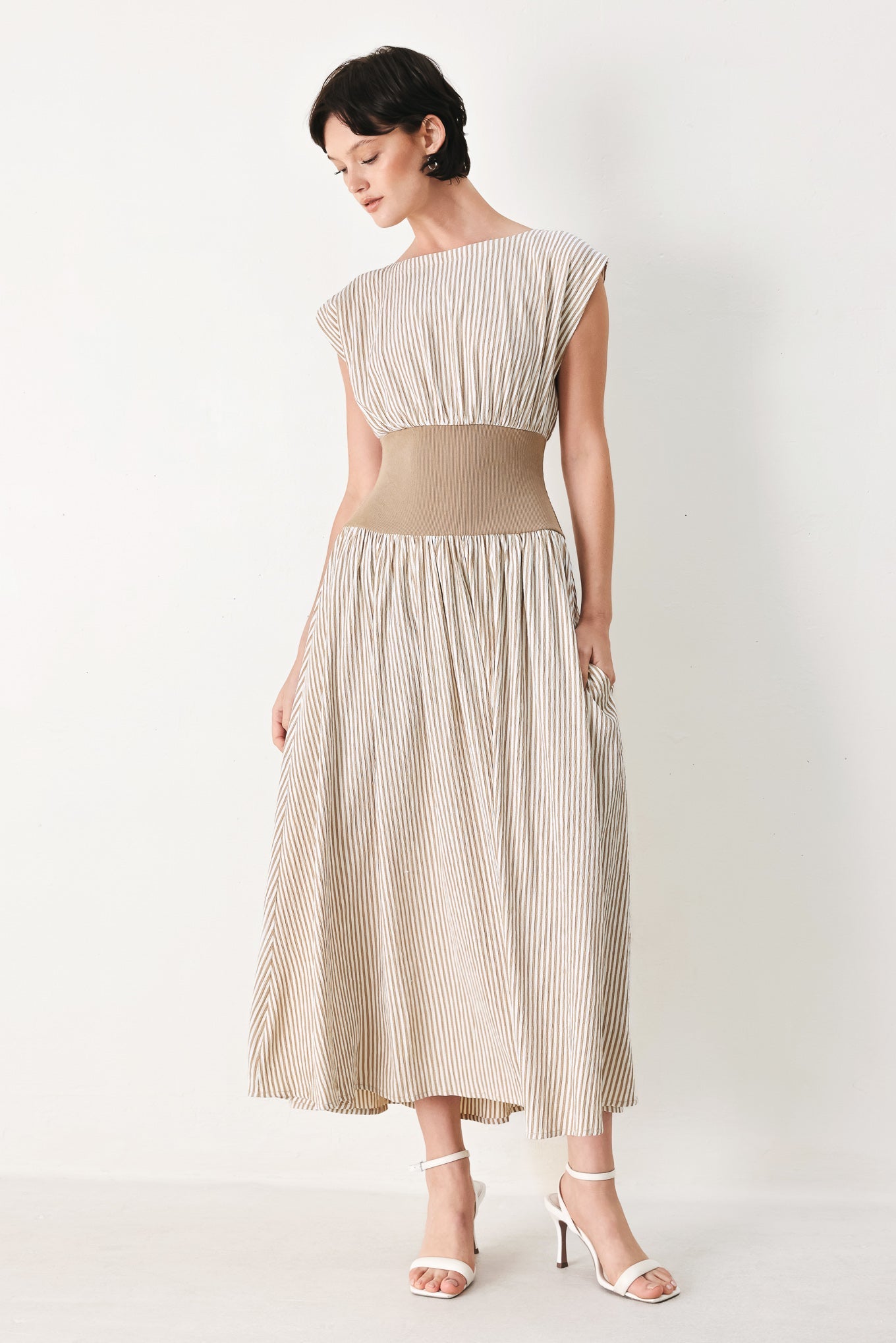 HAMPTONS MORNING STRIPE WOVEN MIDI DRESS Flying Tomato