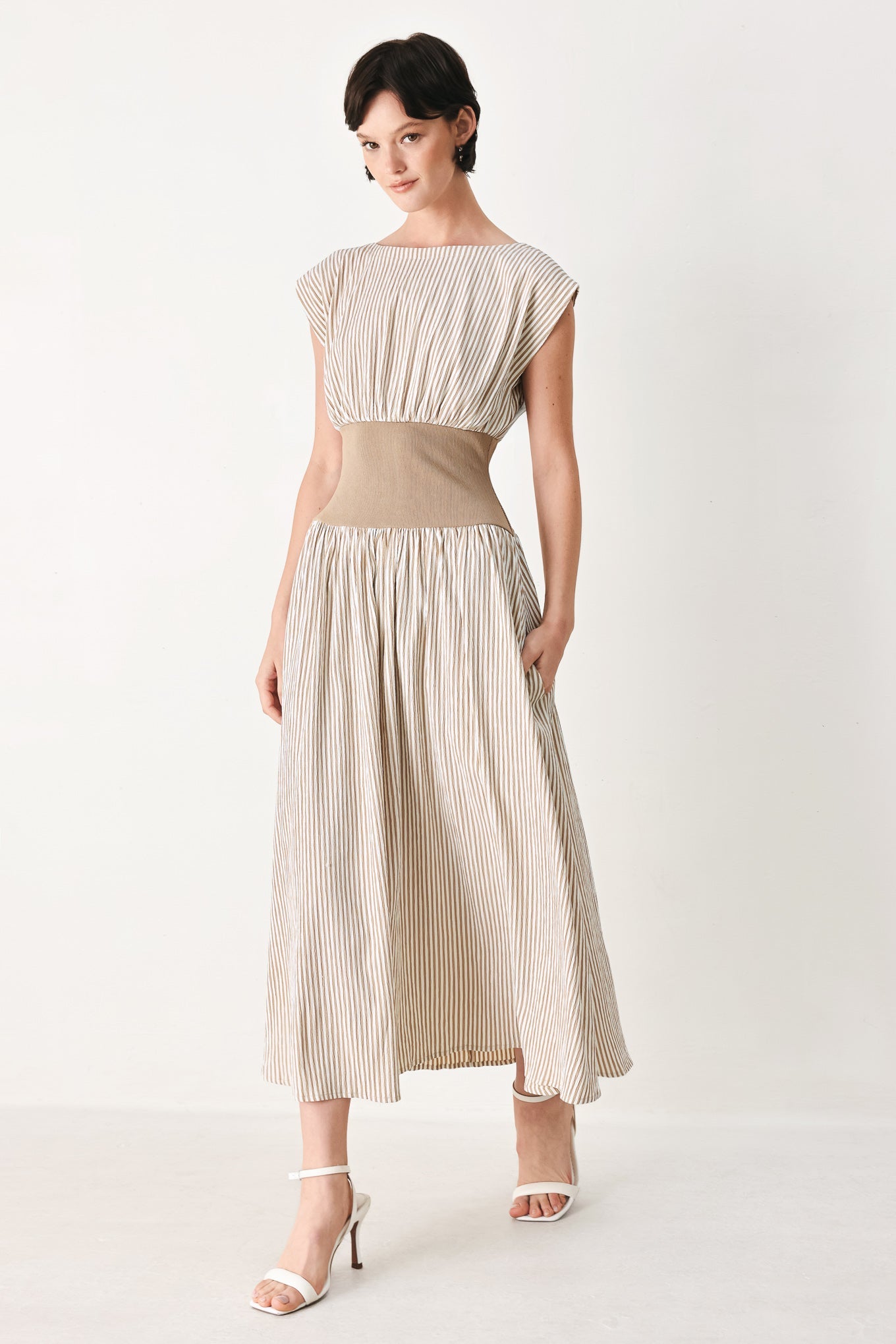 HAMPTONS MORNING STRIPE WOVEN MIDI DRESS Flying Tomato