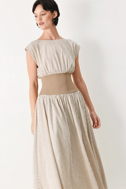 HAMPTONS MORNING STRIPE WOVEN MIDI DRESS Flying Tomato