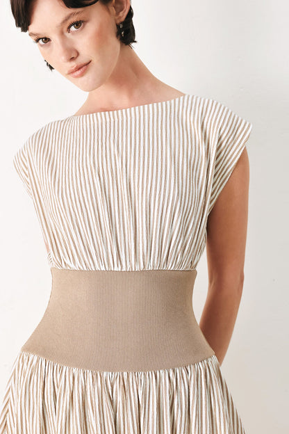HAMPTONS MORNING STRIPE WOVEN MIDI DRESS Flying Tomato