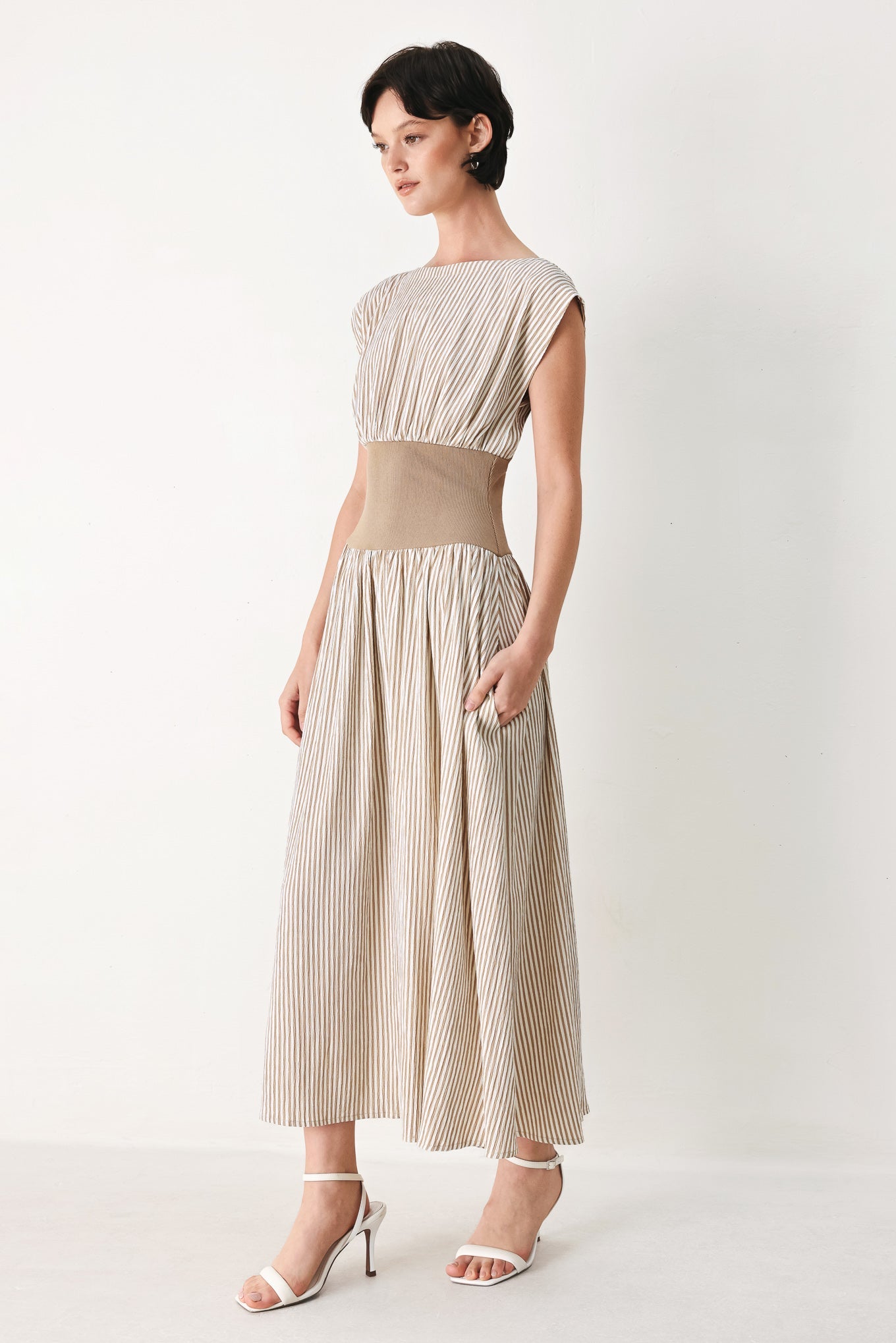 HAMPTONS MORNING STRIPE WOVEN MIDI DRESS Flying Tomato