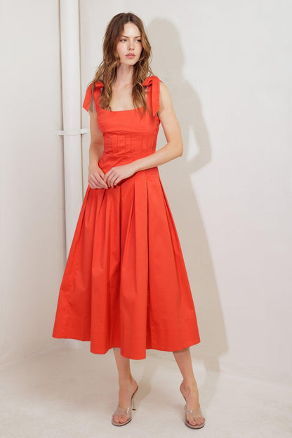 GENTLE SHADE WOVEN MIDI DRESS Flying Tomato