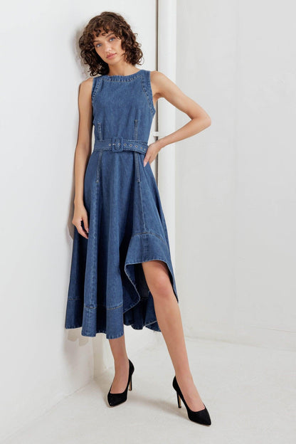POET’S MUSE DENIM WOVEN MIDI DRESS Flying Tomato