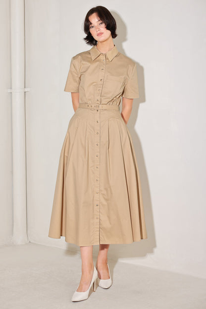 CINCHED COUTURE WOVEN MIDI DRESS Flying Tomato