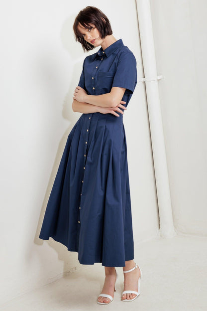 CINCHED COUTURE WOVEN MIDI DRESS Flying Tomato