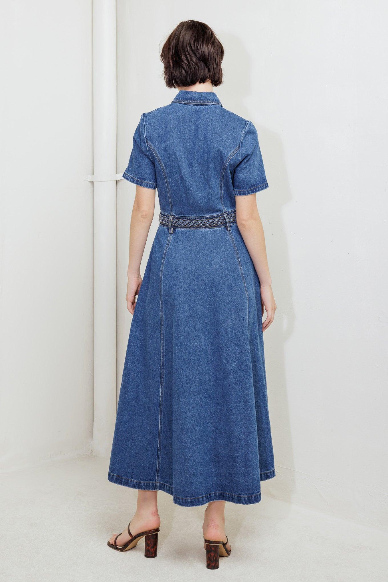 HIDDEN SMILE DENIM MIDI RESS Flying Tomato
