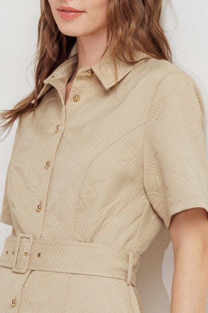 NEUTRAL CHIC WOVEN MIDI DRESS Flying Tomato
