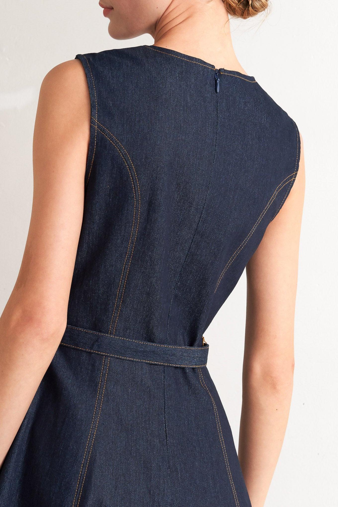 MODERN DARK DENIM MIDI DRESS Flying Tomato