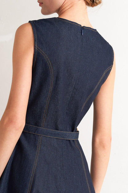 MODERN DARK DENIM MIDI DRESS Flying Tomato