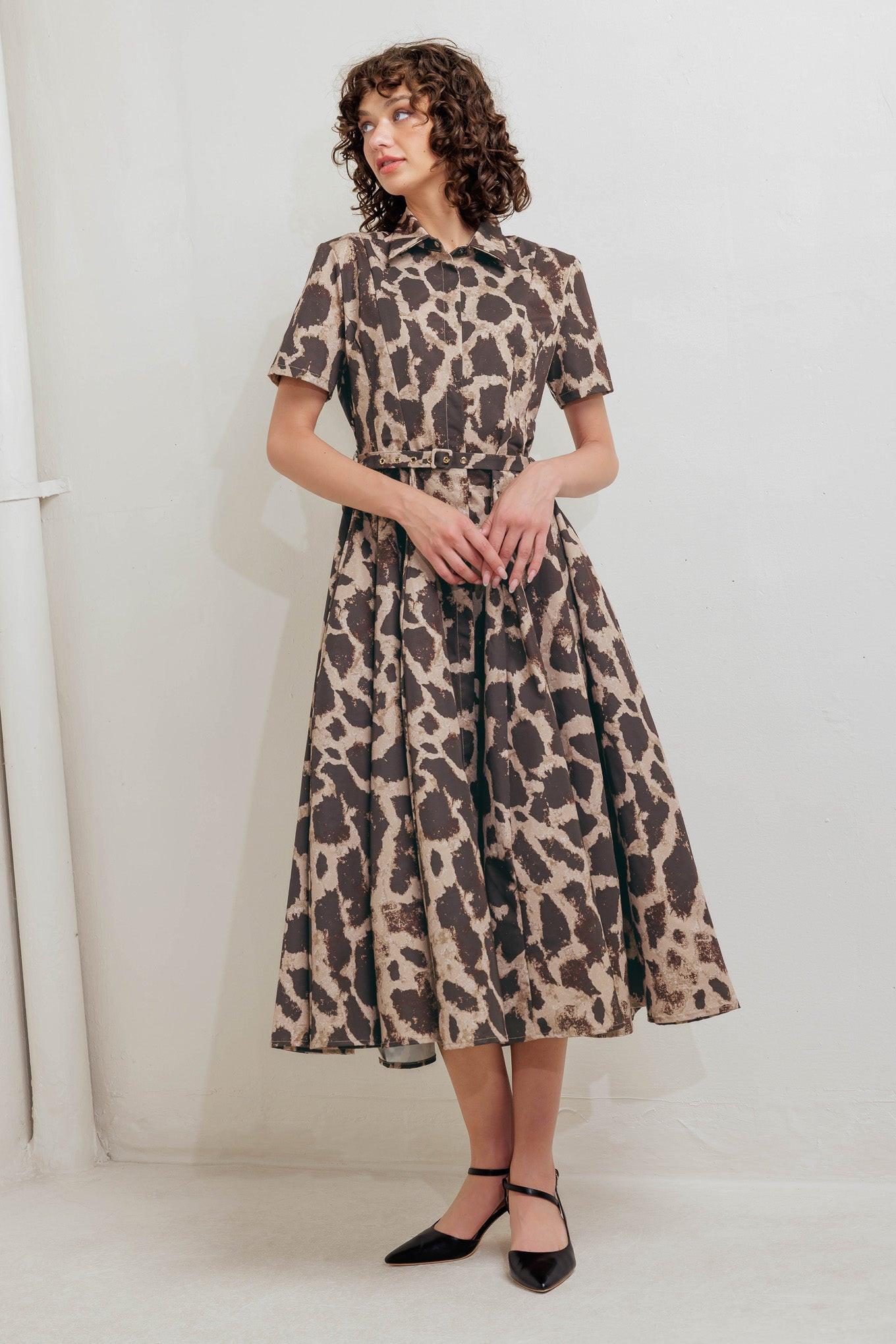 TAME GIRAFFE WOVEN MIDI DRESS Flying Tomato