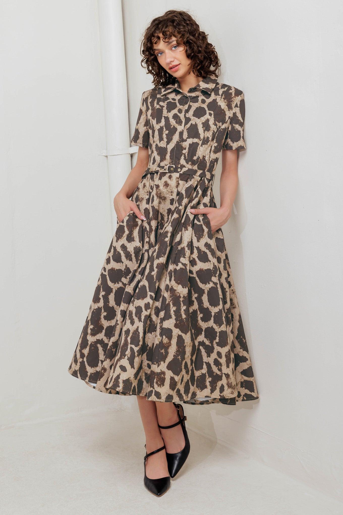 TAME GIRAFFE WOVEN MIDI DRESS Flying Tomato