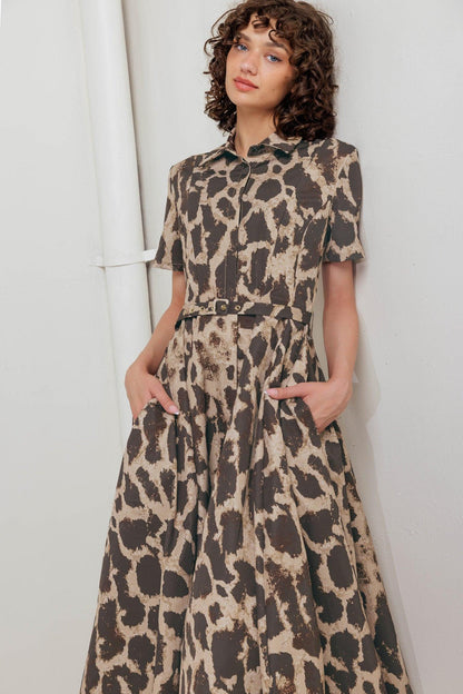 TAME GIRAFFE WOVEN MIDI DRESS Flying Tomato