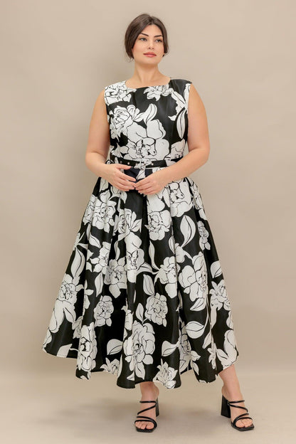 SILENT HEART BLACK WOVEN MIDI DRESS Flying Tomato
