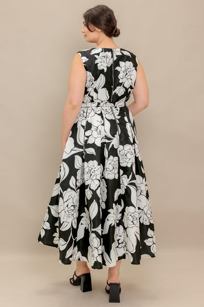 SILENT HEART BLACK WOVEN MIDI DRESS Flying Tomato