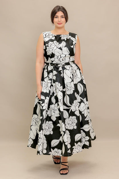 SILENT HEART BLACK WOVEN MIDI DRESS Flying Tomato