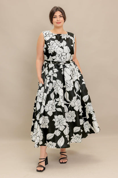 SILENT HEART BLACK WOVEN MIDI DRESS Flying Tomato
