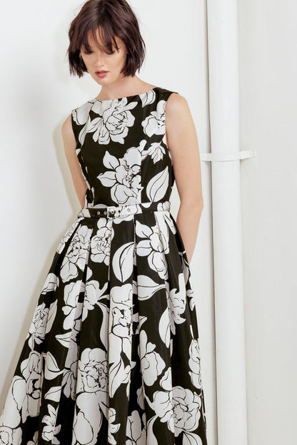 SILENT HEART BLACK WOVEN MIDI DRESS Flying Tomato