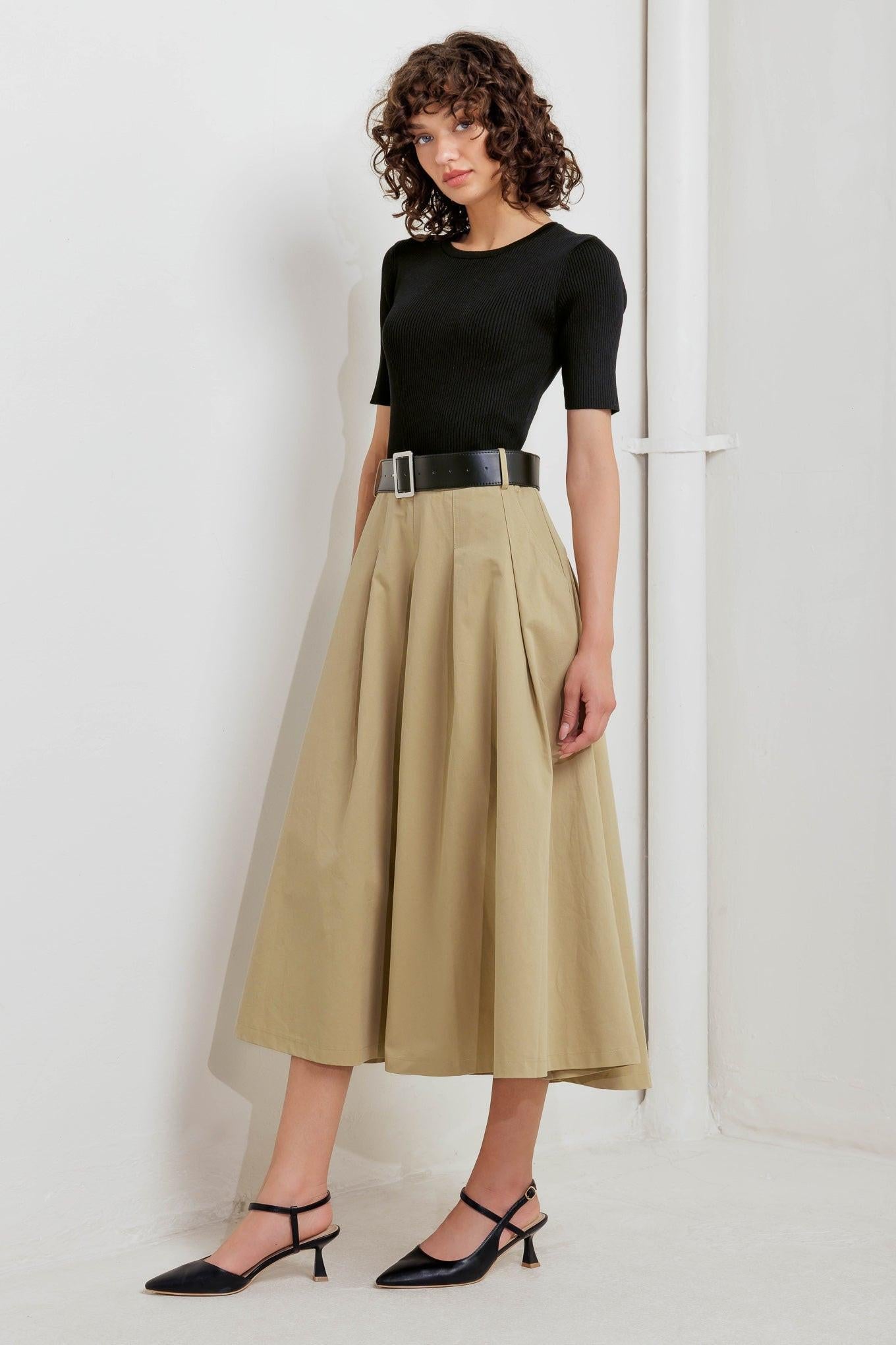 SCULPTED GRACE SWEATER WOVEN TOP AND SKIRT DRESS Flying Tomato
