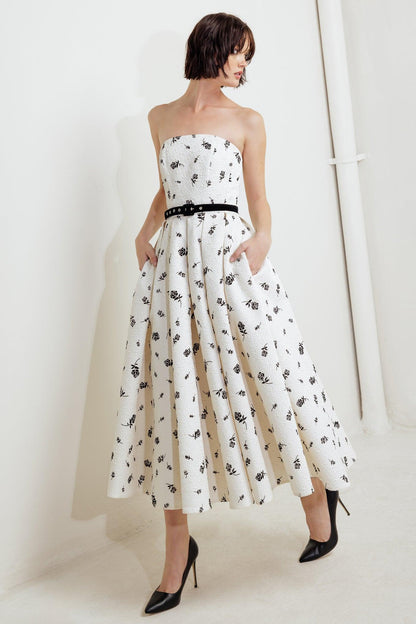 LOVELY CULTIVATED WOVEN MIDI DRESS Flying Tomato