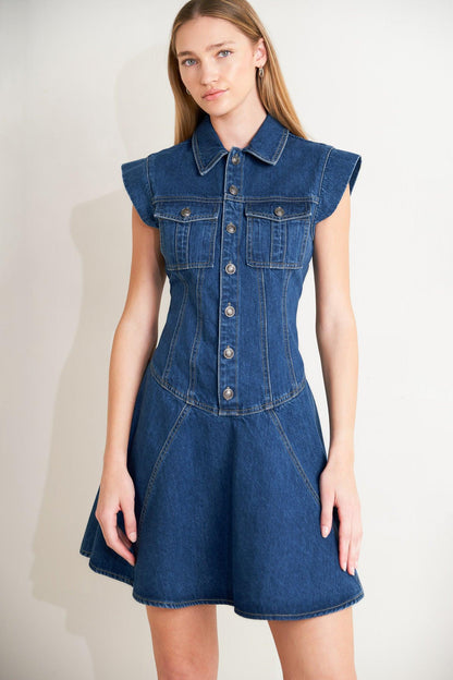 BLUE CRUSH DENIM MINI DRESS Flying Tomato