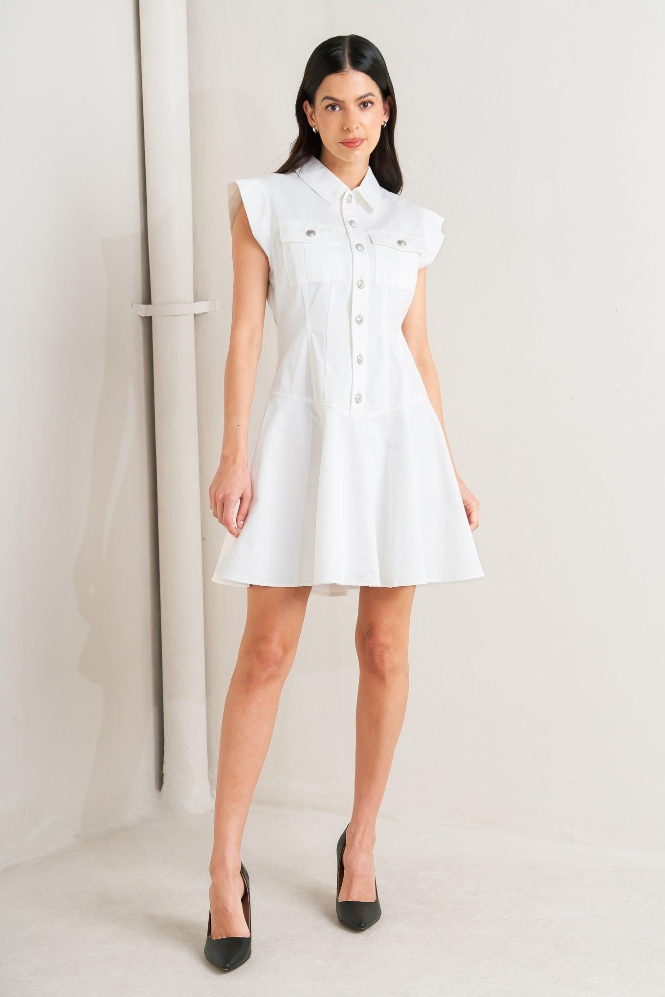 CONFIDENTLY YOURS WHITE WOVEN MINI DRESS Flying Tomato