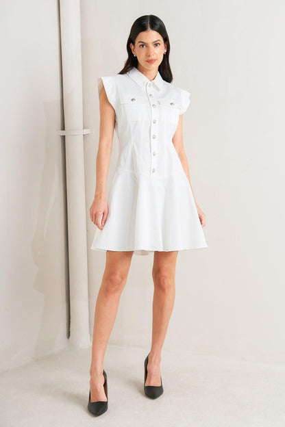 CONFIDENTLY YOURS WHITE WOVEN MINI DRESS Flying Tomato