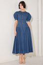 MIDDAY IN BLUE DENIM MIDI DRESS Flying Tomato