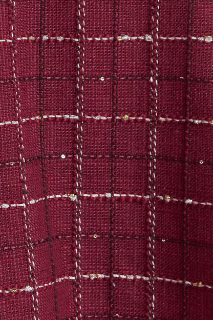 TWEED DOLL WINE WOVEN MINI DRESS Flying Tomato