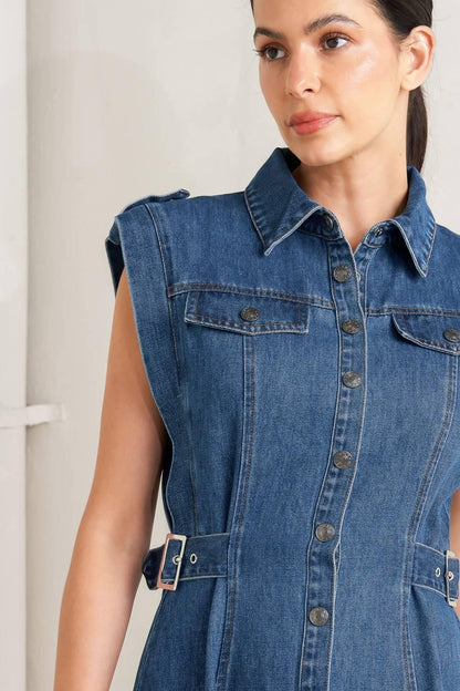 ICON VINTAGE DENIM MIDI DRESS Flying Tomato