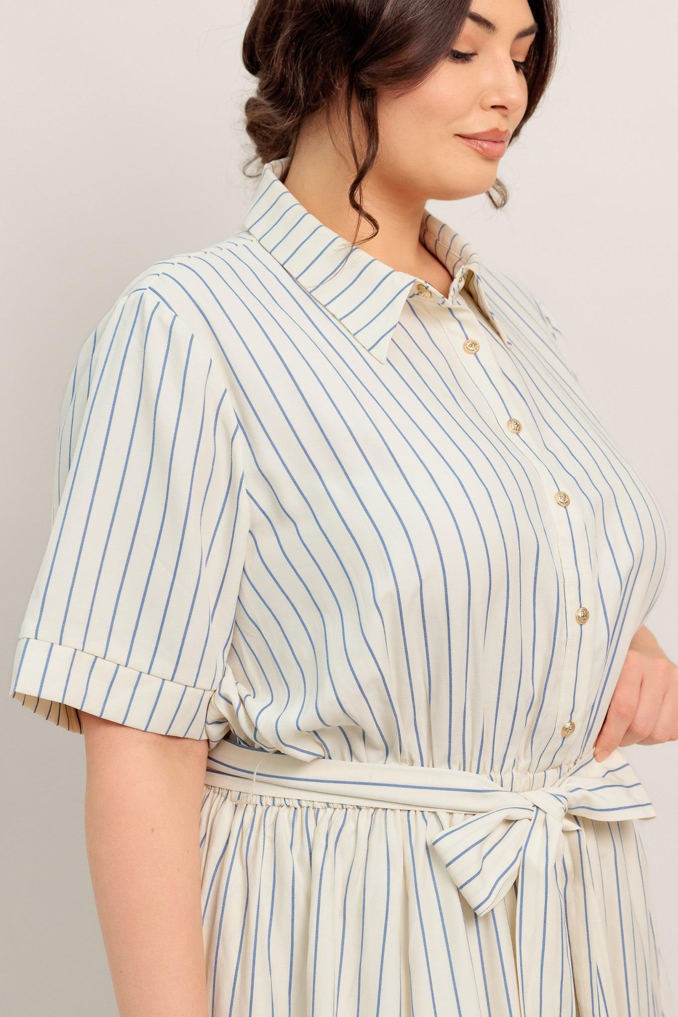 SUNDAY STRIPE WOVEN MIDI DRESS Flying Tomato