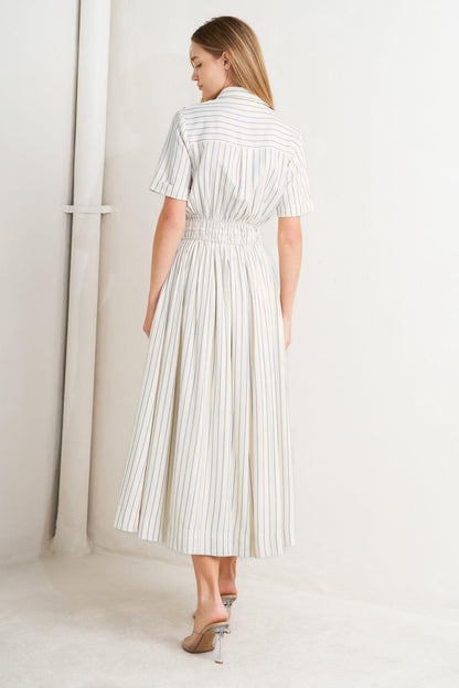 SUNDAY STRIPE WOVEN MIDI DRESS Flying Tomato