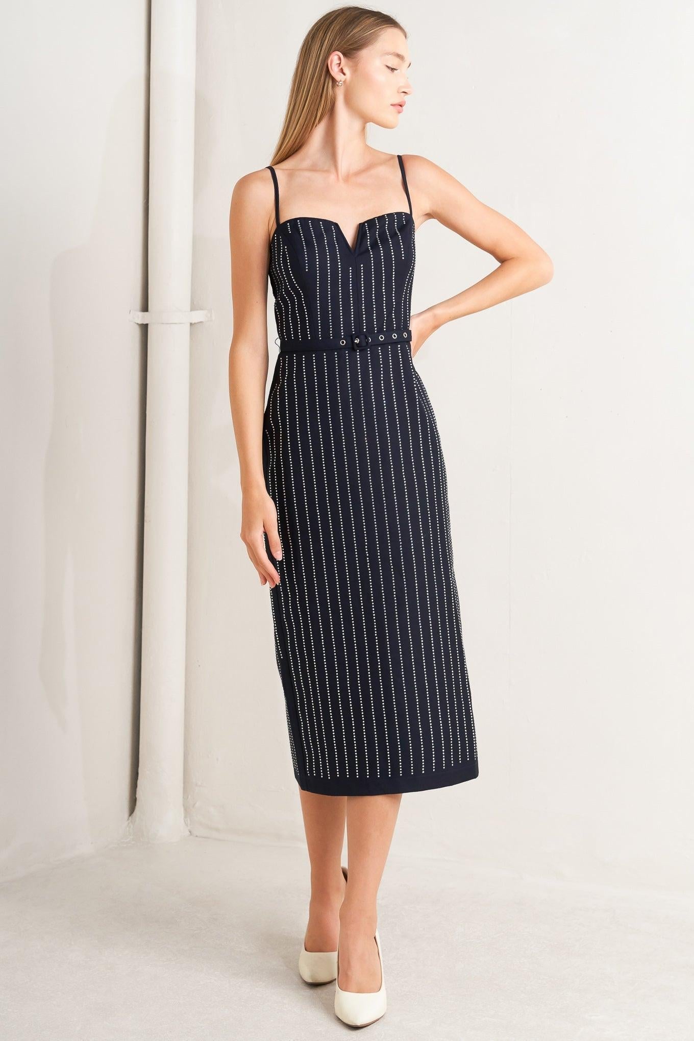 VERTICAL GRACE WOVEN MIDI DRESS Flying Tomato
